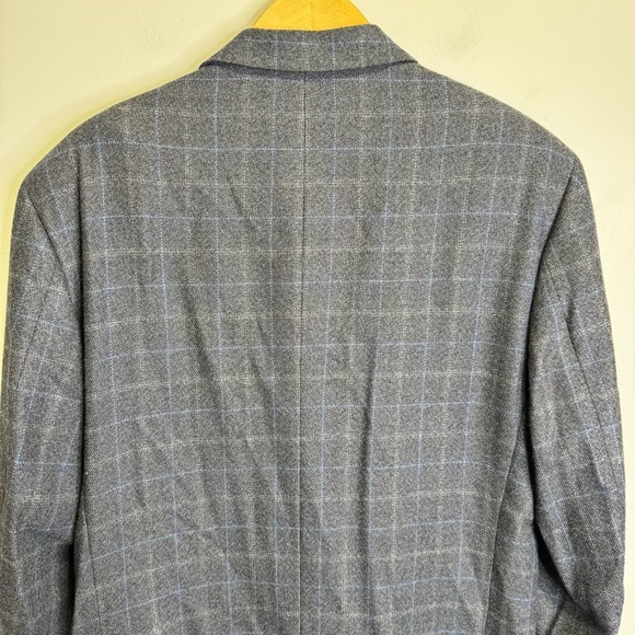 Tommy Hilfiger Vintage Grey Plaid Windowpane Wool Blazer Size 42T - Picture 6 of 11
